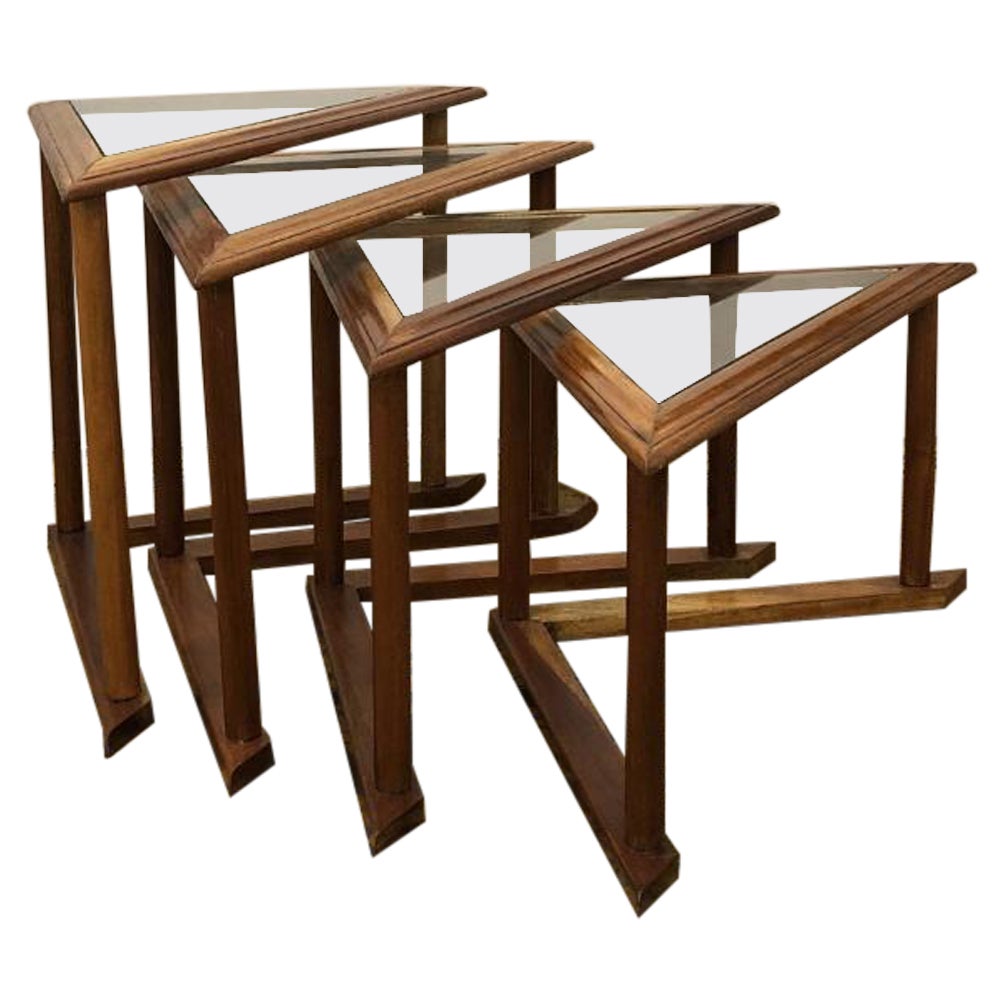 Mid-Century Modern Brazilian Nesting Tables in Wood, Set of 4
