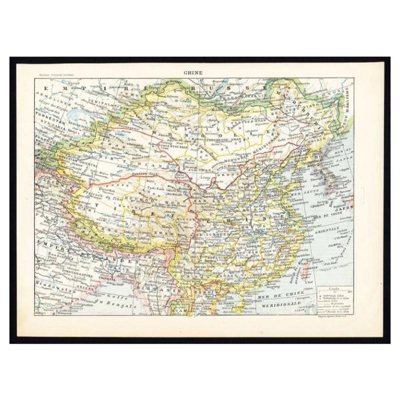 Antique Map of China by Larousse, 1897