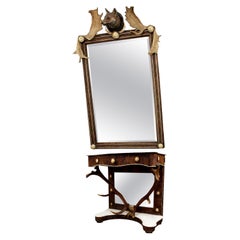 Antique Antler Mirror with Console Table, Austria, ca. 1860