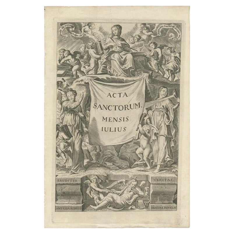 Large Religious Engraving showing the Acts of the Saints, 1730 For Sale