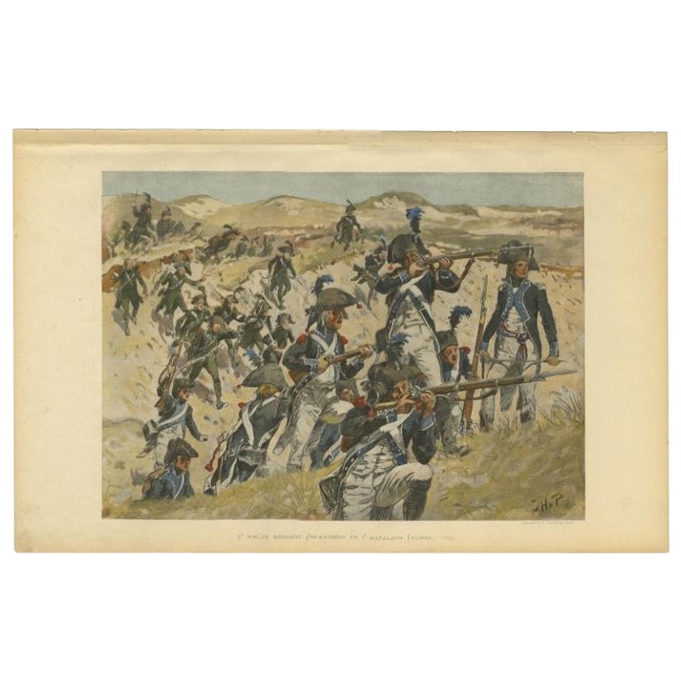 Die niederländische Infanterie im Kampf gegen die britische Armee in den Dünen im Jahr 1799