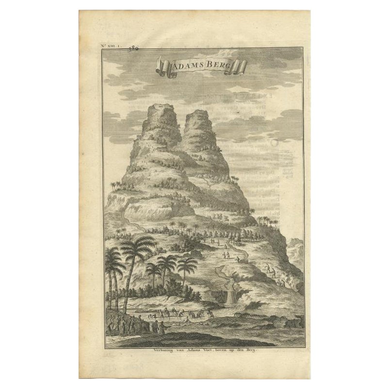 Rare impression ancienne de la berg Adams au Sri Lanka « Ceylan », 1726