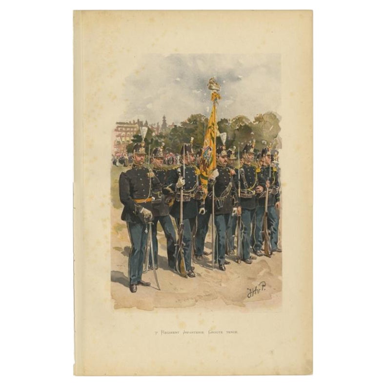 Antiker Druck der niederländischen Infanterie, um 1880