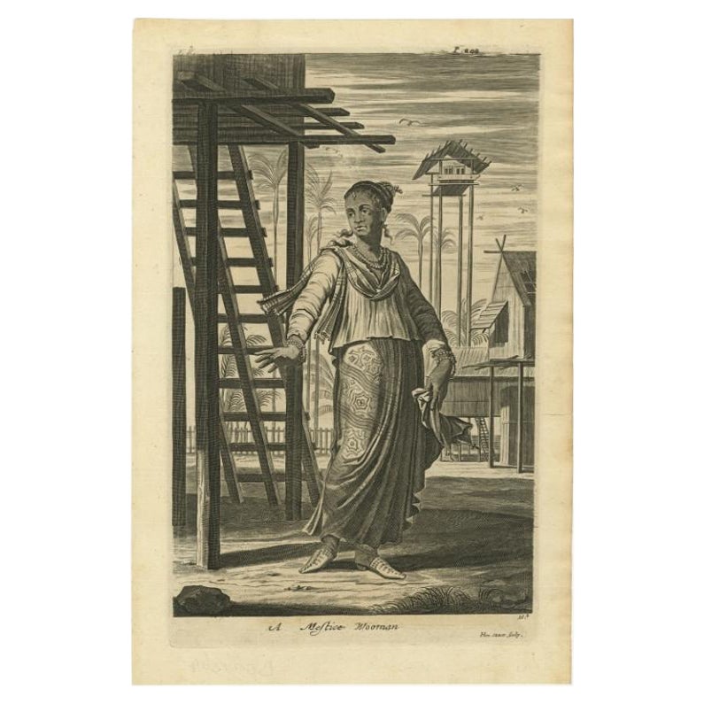 Stampa antica di una donna mestice, Nieuhof, 1744
