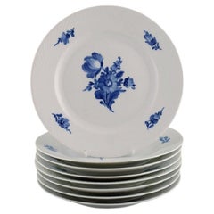 Eight Royal Copenhagen Blue Flower Braided Dinner Plates, Model Number 10/8097