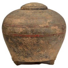 Han Dynasty, Antique Chinese Pottery Round Covered Jar