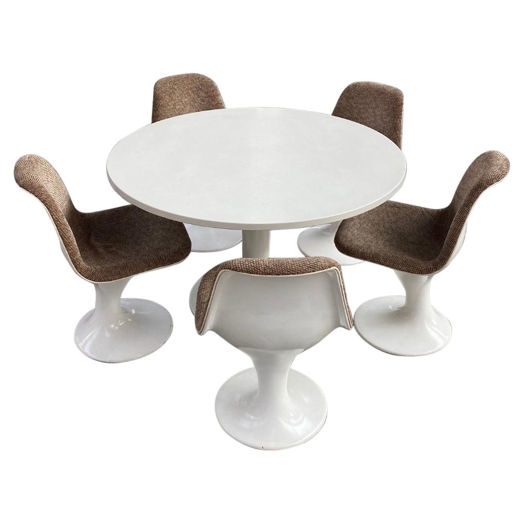 Set of Five Orbit Chairs and Original Dining Table by Vitra, Germany, 1965 For Sale