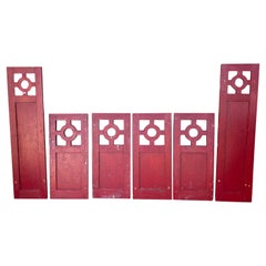 Antique Unusual Arts and Crafts House Shutters, Old Red Paint