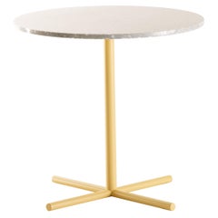 Moderner runder Quarella-Marmortisch des 21. Jahrhunderts, Tisch mit Tischplatte, Made in Italy