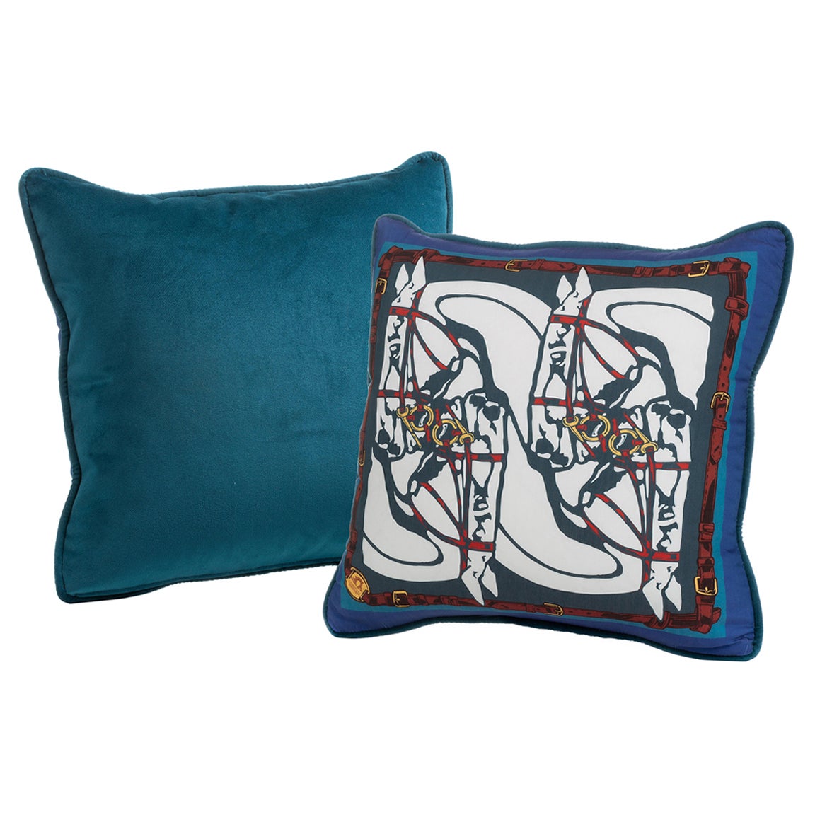 Italian Handmade Contemporary Style, "HorseBit" Collection Pillow Set of 4 For Sale