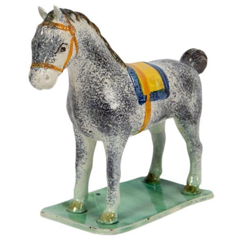 Antique Pottery Horse Made in England at St. Anthony's Pottery, circa 1800-1810 For Sale