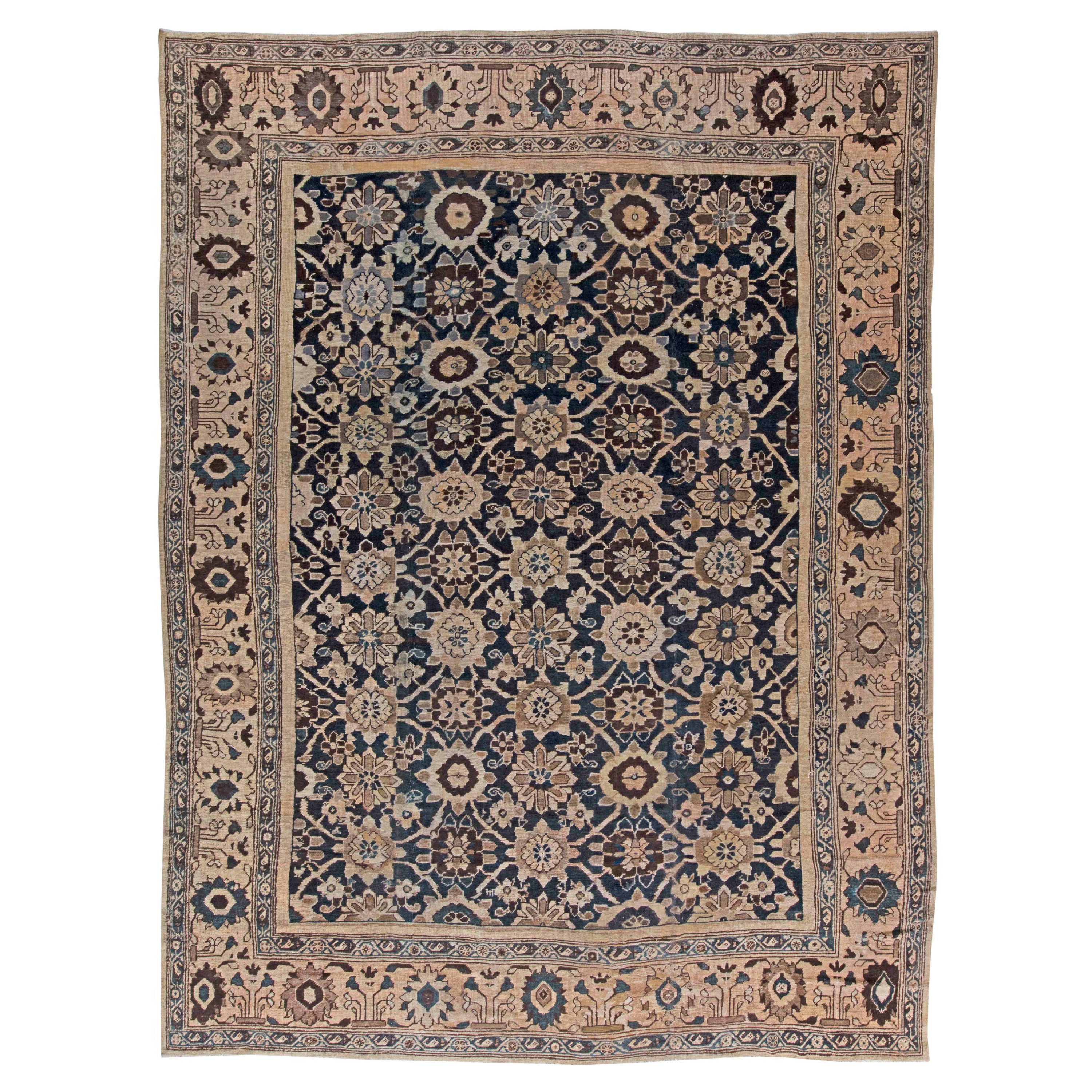 Antique Persian Sultanabad Botanic Hand Knotted Rug For Sale