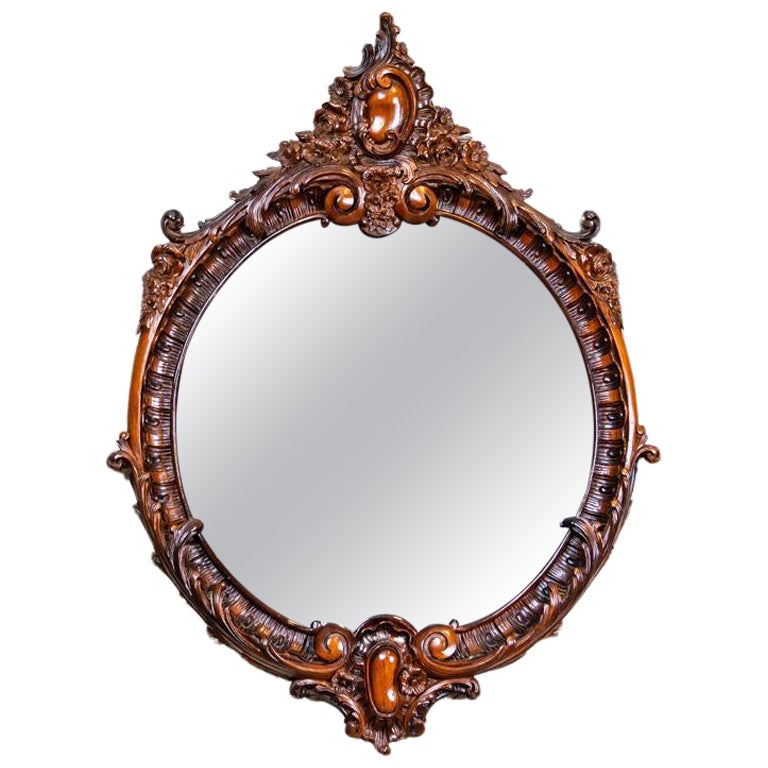 Rococo Revival Type Mirror From the Late 20th Century in Decorative Wood Frame For Sale