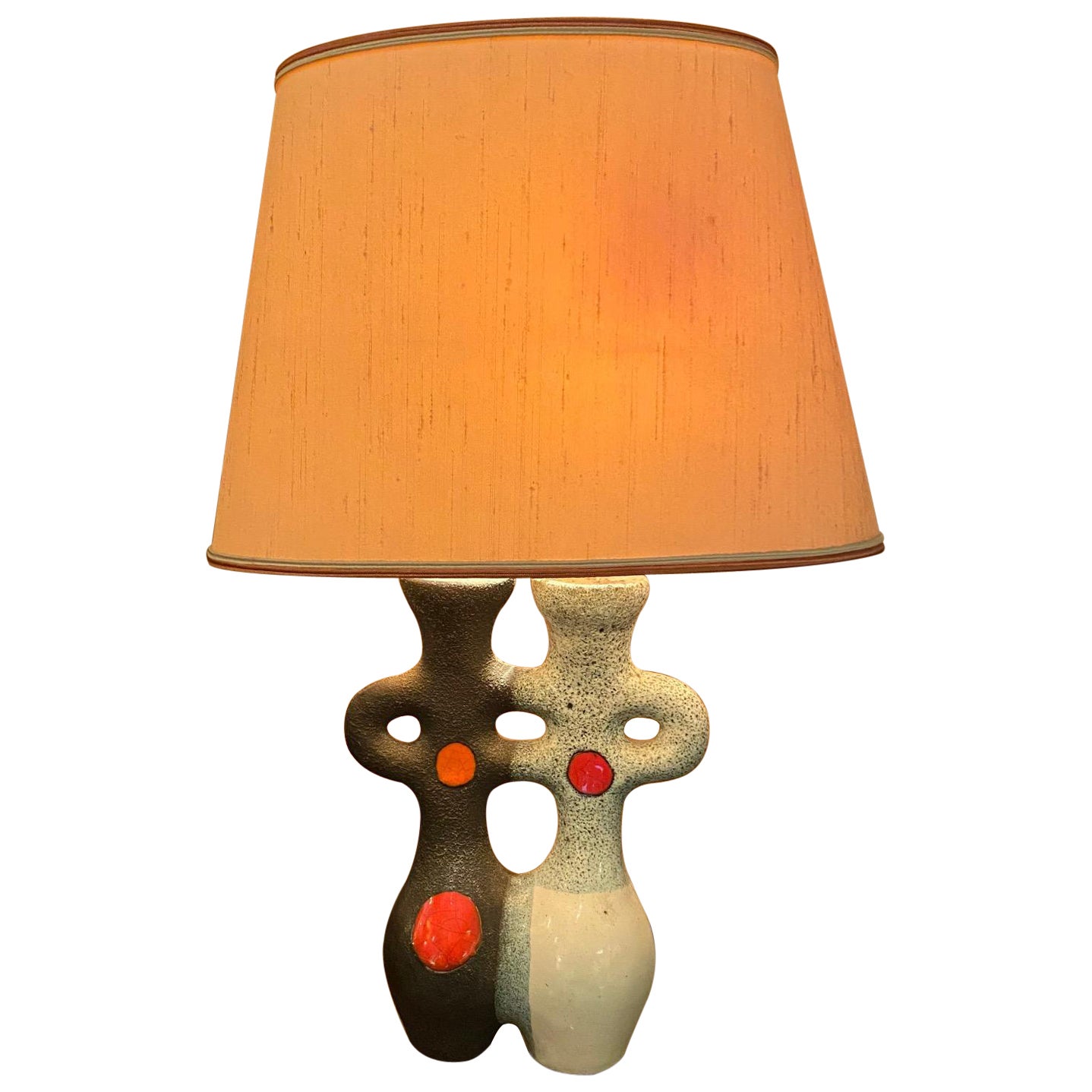 Ceramic Table Lamp by Les Archanges/Gilbert Valentin, Vallauris, France, 1950s For Sale