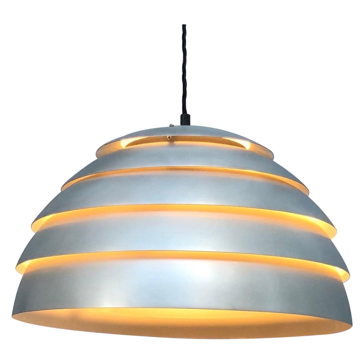 Vintage Hans Agne Jakobsson Pendant Lamp in Brushed Aluminum from the 1960s For Sale