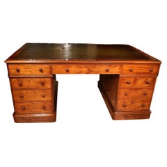 19th Century Mahogany Victorian 18 Drawer Partner Desk