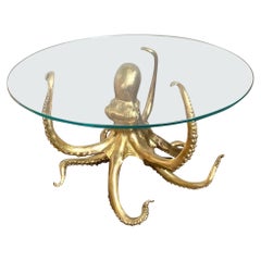 Stupefacente polipo scultoreo in bronzo dorato da centro tavola o da pranzo