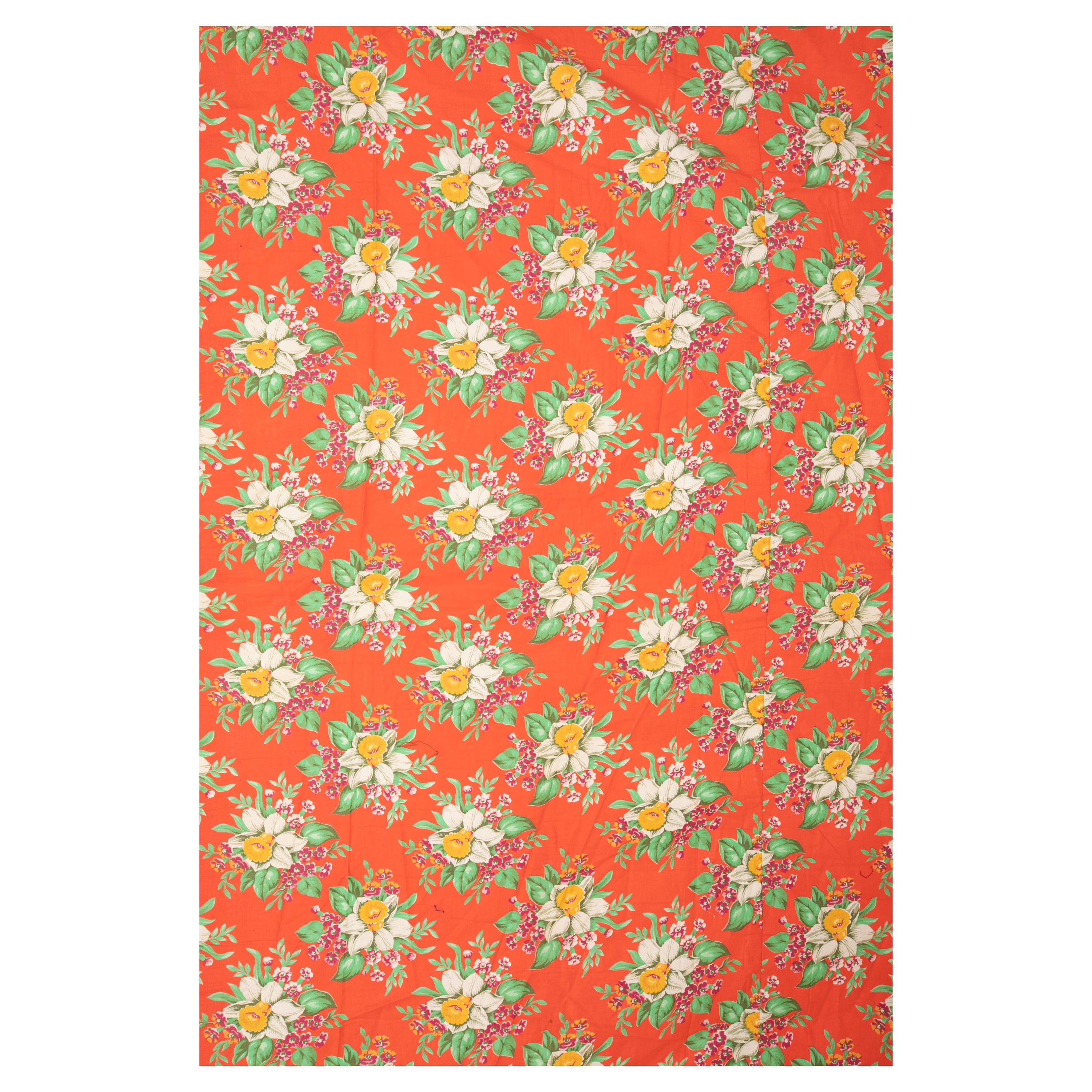 Russian Roller Printed Cotton Fabric Panel, Mid-20th Century or Earlier For Sale