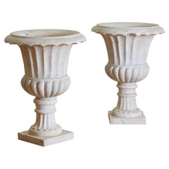 Pair of Large Italian Marble Urns from the Late 18th Century