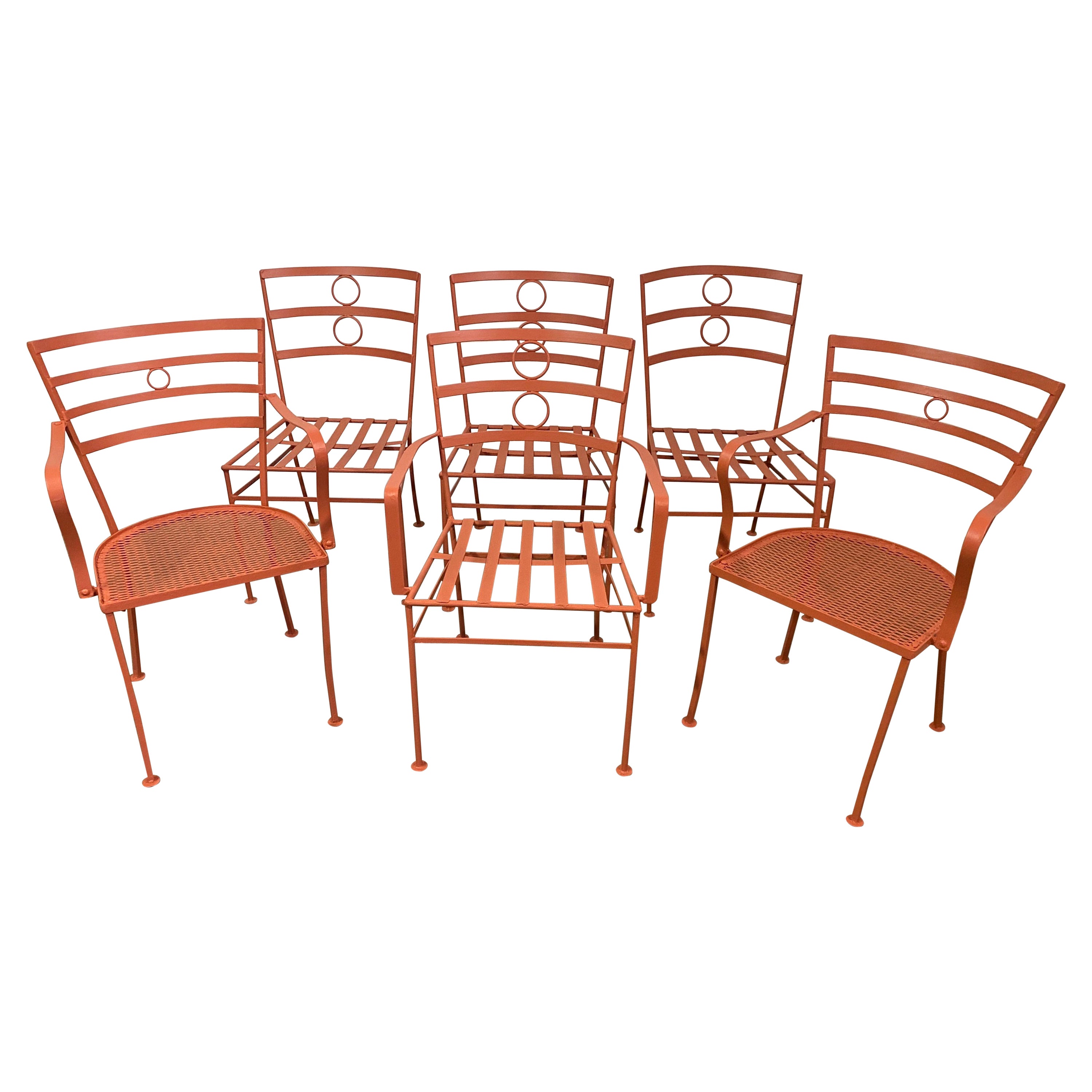 Set of 6 "Almost" Matching Metal Garden Dining Chairs