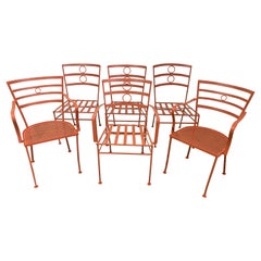 Retro Set of 6 "Almost" Matching Metal Garden Dining Chairs