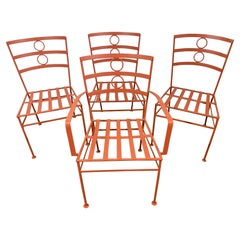 Set of 4 Painted Metal Garden Dining Chairs