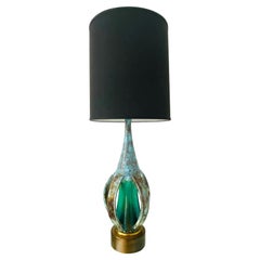 Mid-Century Modern Sculptural Pottery Lamp in Turquoise & Blue, Denmark C. 1960s