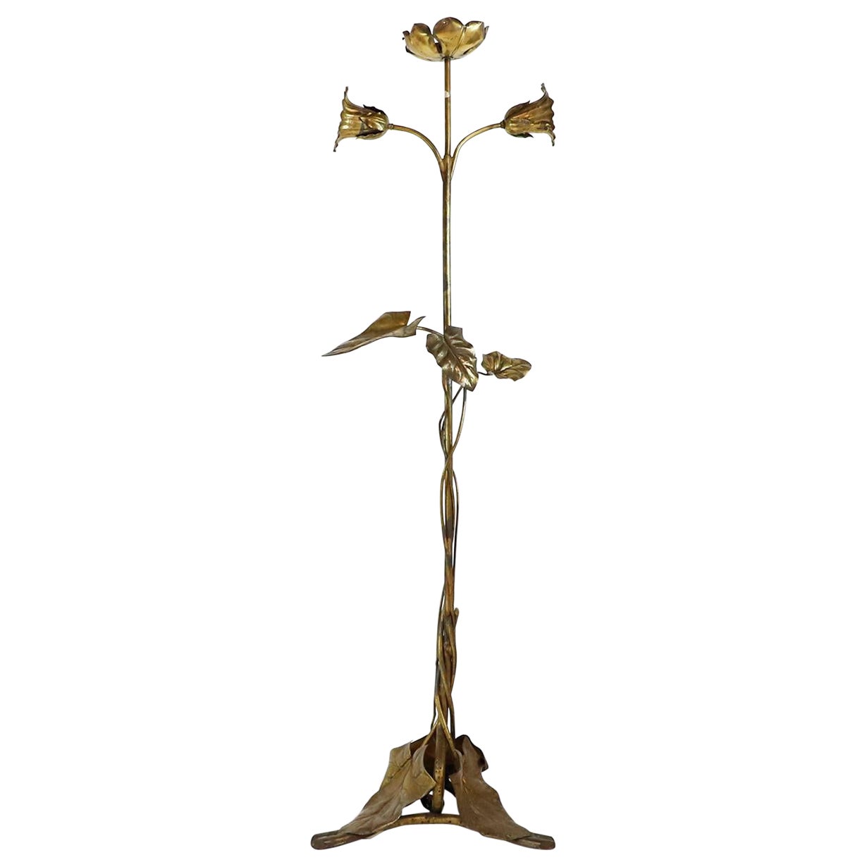 Art Nouveau Leaves Floor Lamp, Early 20th Century