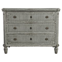 Swedish Gustavian Painted Chest of Drawers Commode Tallboy 1830 Grey Blue
