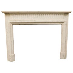 Antique Fireplace Mantle in White Carrara Marble, 19th Century France