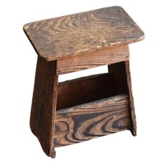Japanese Old Wooden Stool / 1900-1950 / Beautiful Chair Made of Cedar Wood