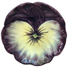 Majolica Pansy Plate Jerome Massier, Circa 1900