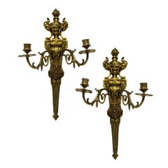 Pair of Gilt Bronze Wall Sconces Depicting Kings