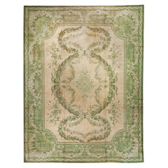 Vintage Irish Donegal Botanic Green Handmade Rug