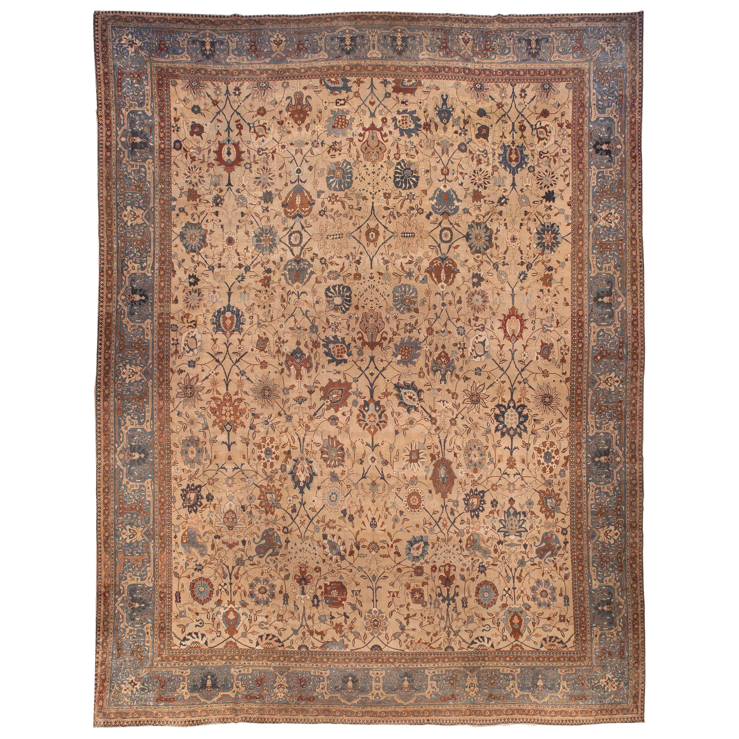 Extra Large Antique Persian Tabriz Handmade Rug For Sale