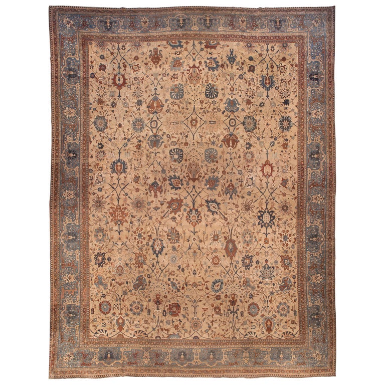 Collection Extra Large Antique Persian Tabriz Handmade Rug For Sale at