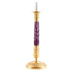 French Style Amethyst Glass Candlestick Lamp