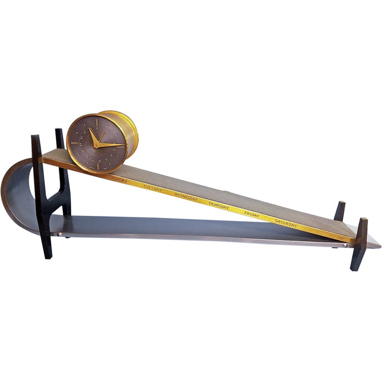 MidCentury Incline Plane Clock by Gubelin For Sale at 1stDibs