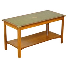 Bevan Funnell Military Campaign Yew Wood Green Leather Top Coffee Table