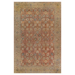 Antique Persian Tabriz Botanic Rug