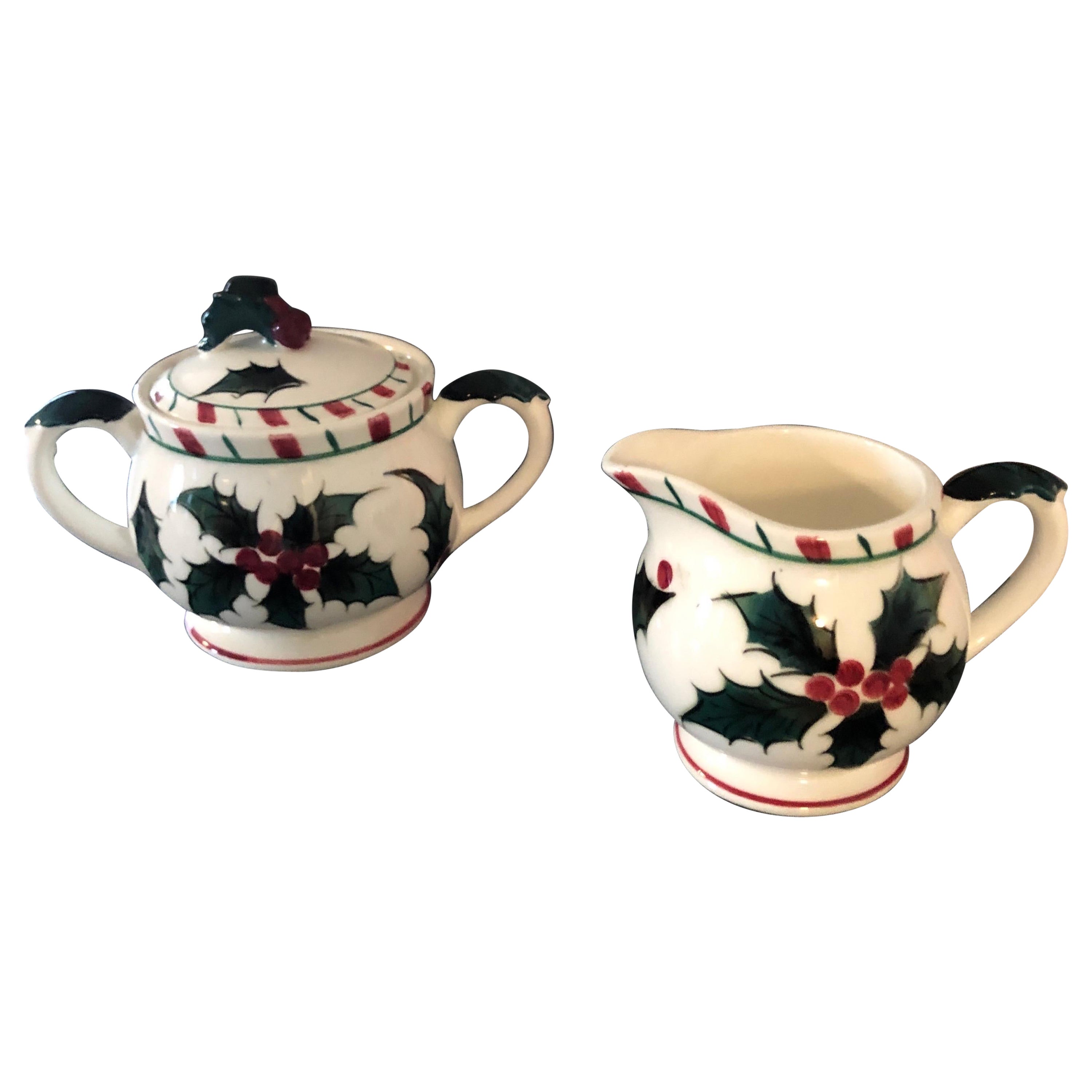 Holiday Sugar and Creamer Petite Vintage Ceramic Set