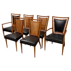 Ensemble de six chaises de salle à manger de style mi-siècle moderne, 4 chaises latérales  & 2 Fauteuils