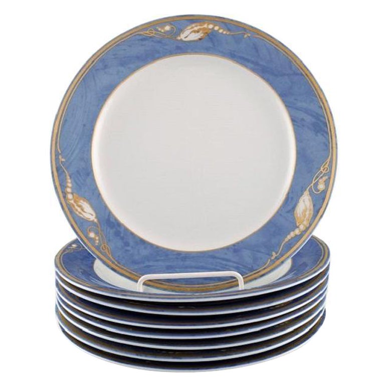 9 Royal Copenhagen Magnolia Lunch Plates, Late 20th Century