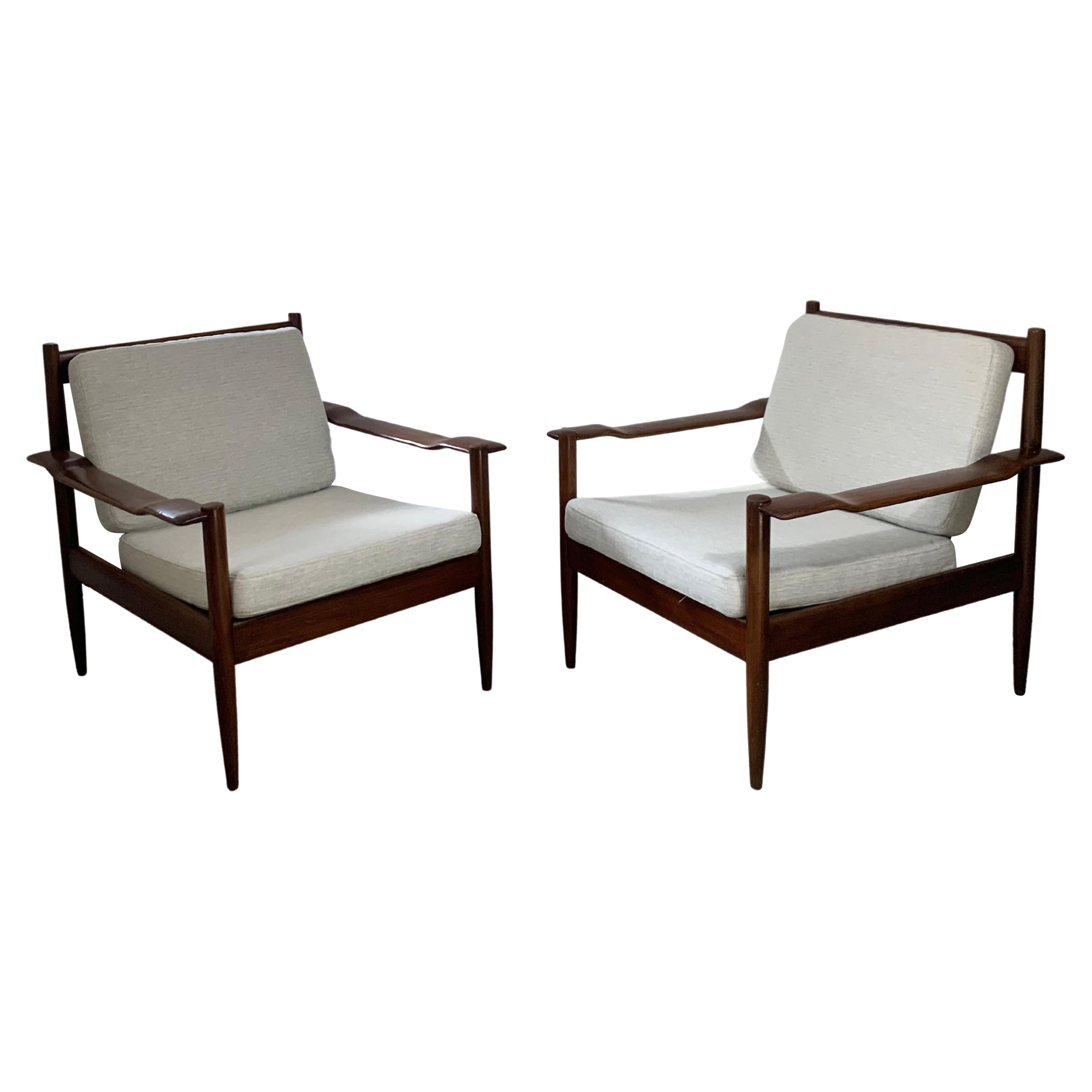  Scandinavian Teak Armchairs 1960's, Set of 2