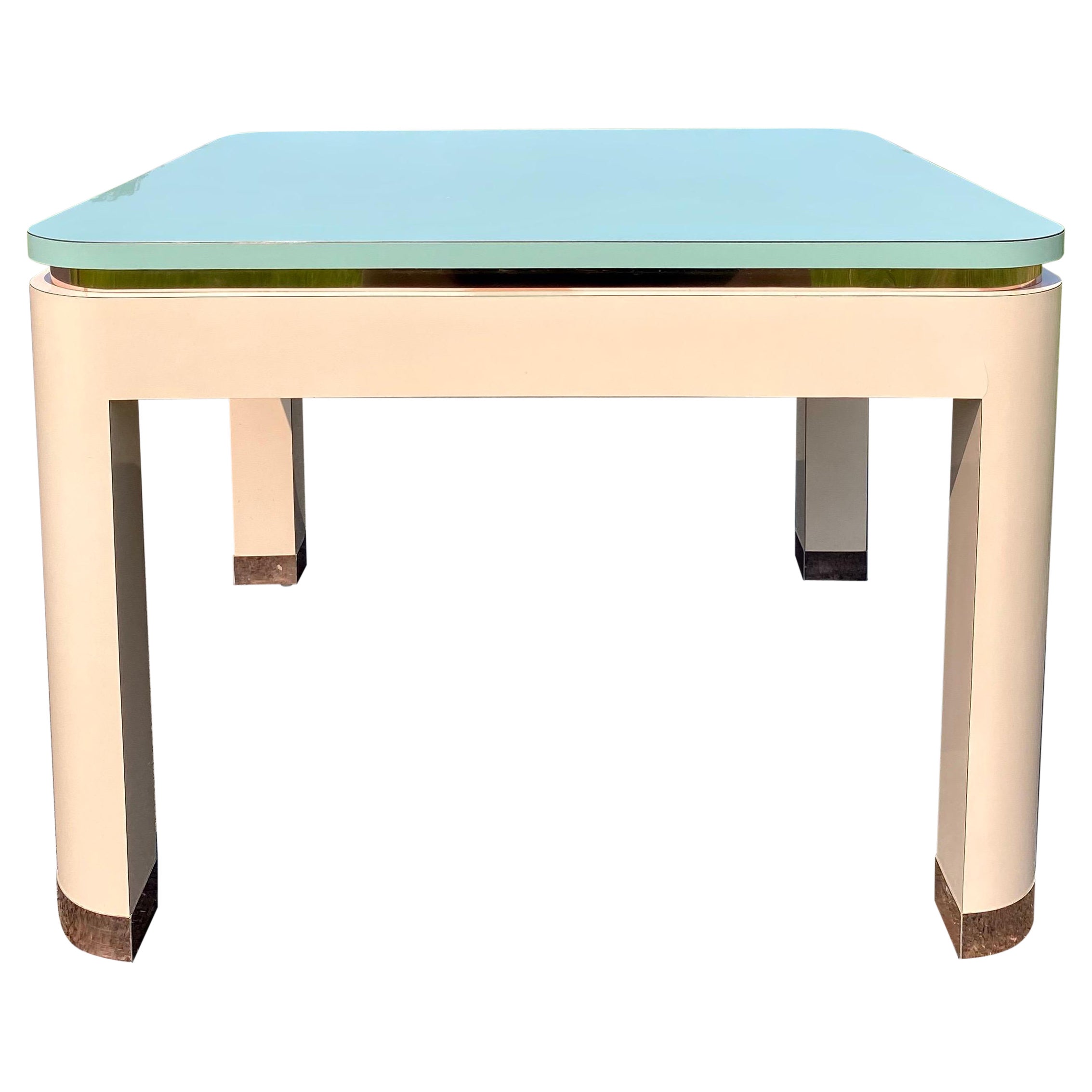 1980's Post Modern Memphis Style Pink and Green Parsons Side End Table