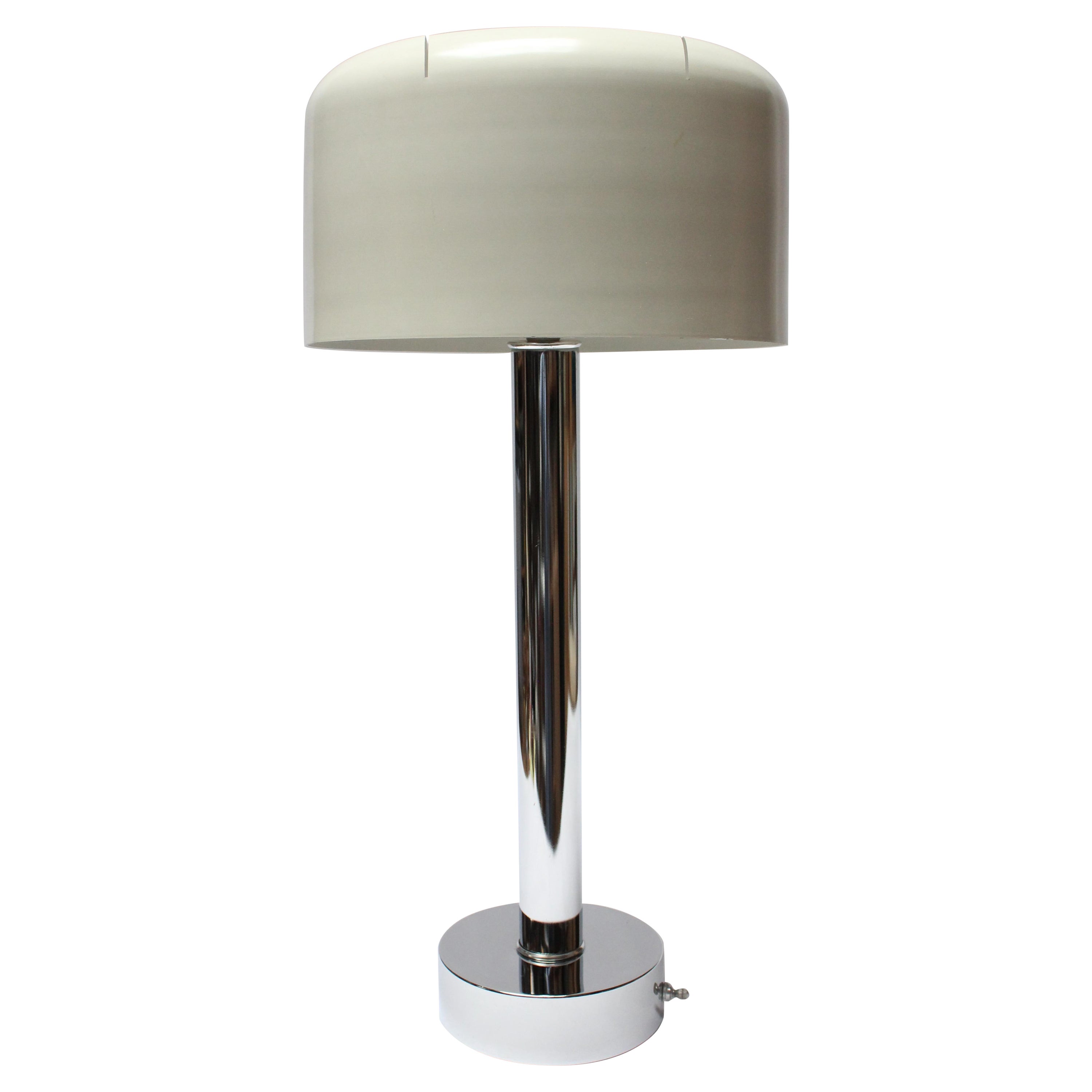 Mid-Century Chrome and Lacquered Aluminum Table Lamp For Sale