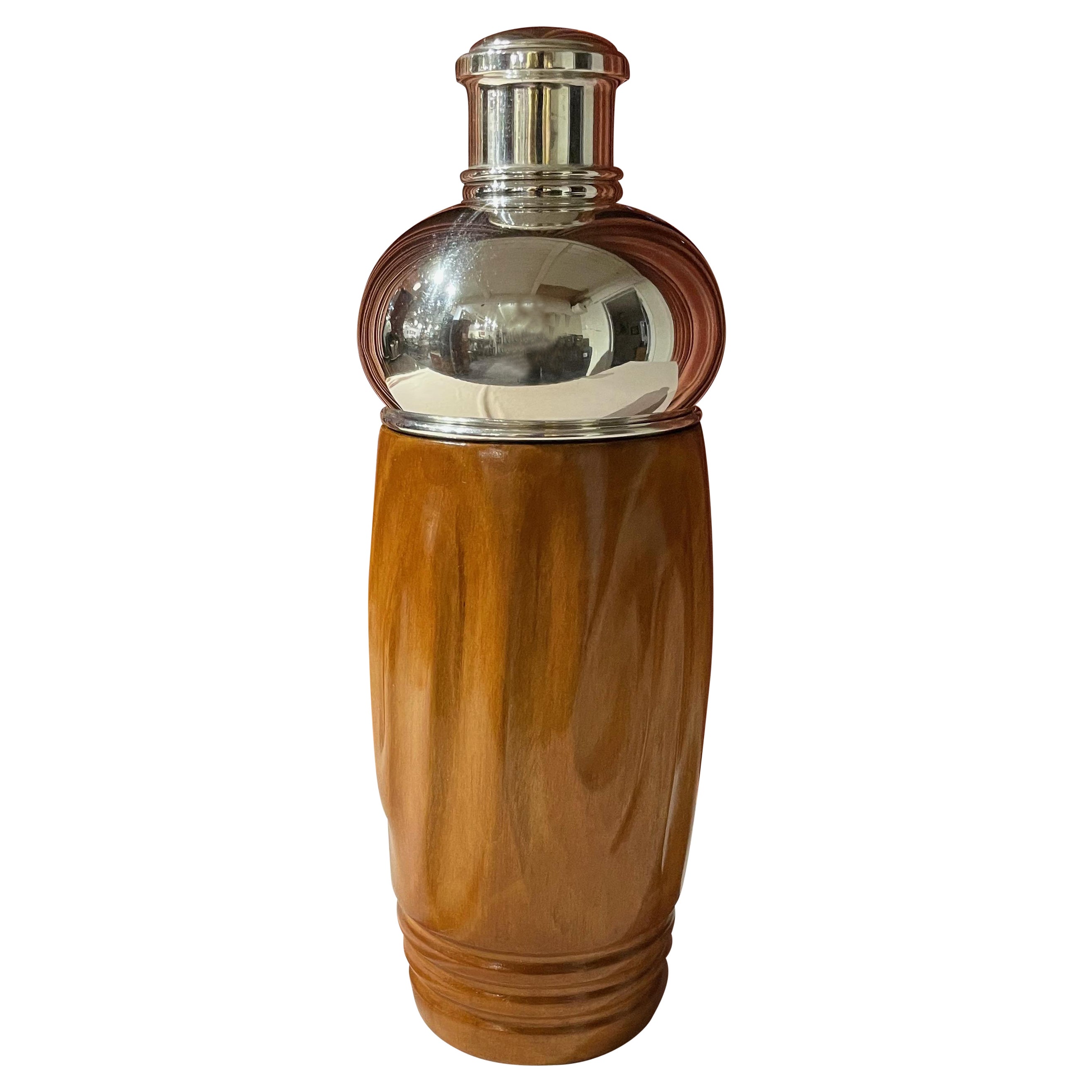 Vintage Macabo Wood and Silver Italian Cocktail Shaker