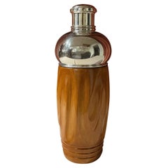 Vintage Macabo Wood and Silver Italian Cocktail Shaker