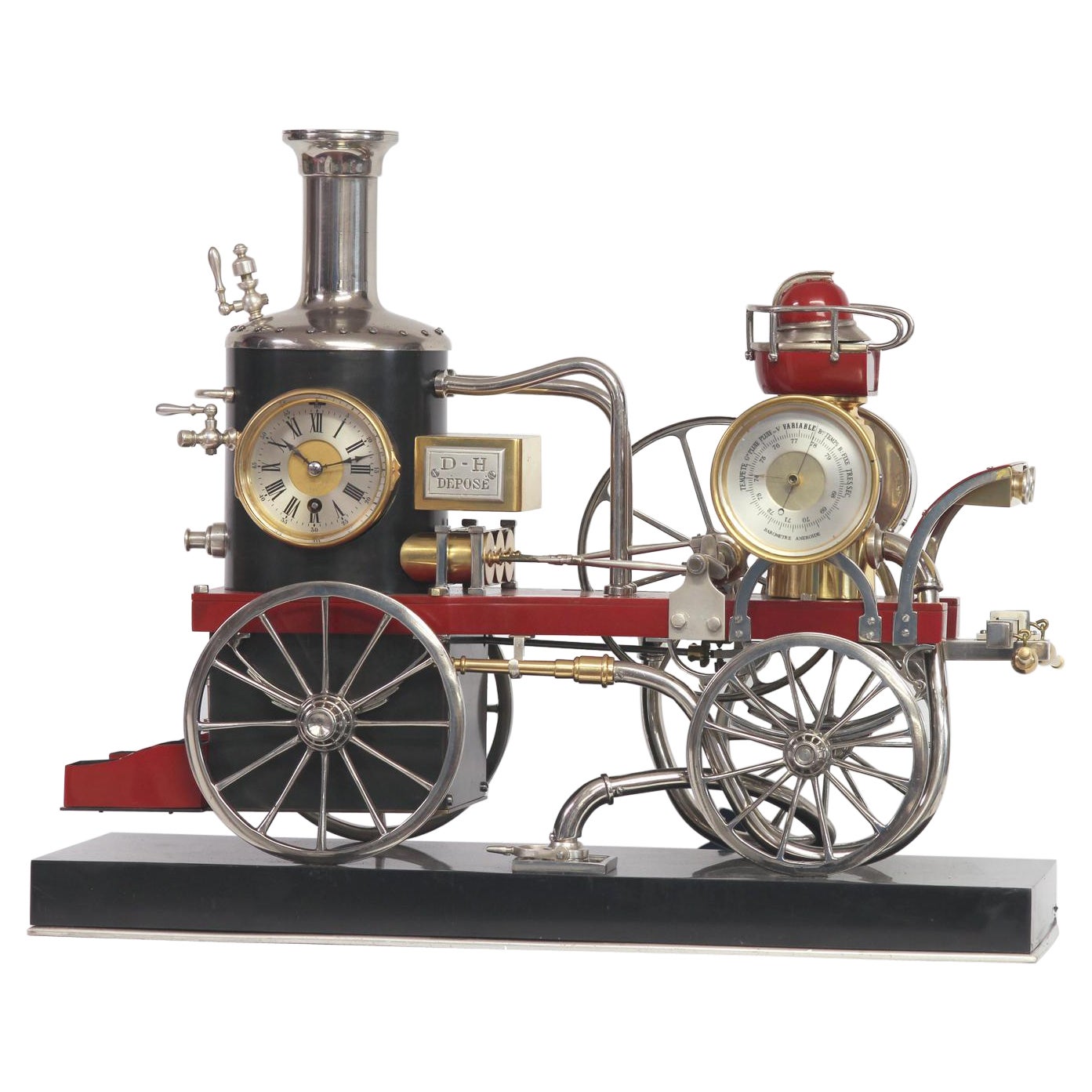 c.1900 French Industrial Fire Engine Clock