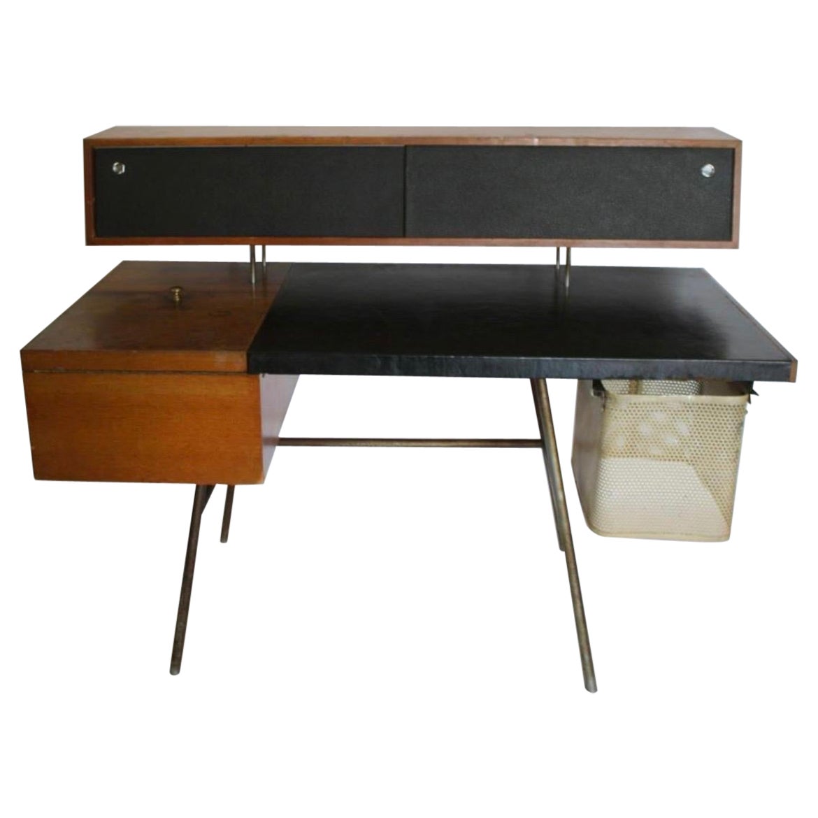 George Nelson for Herman Miller Walnut and Leather Office Desk Model 4658